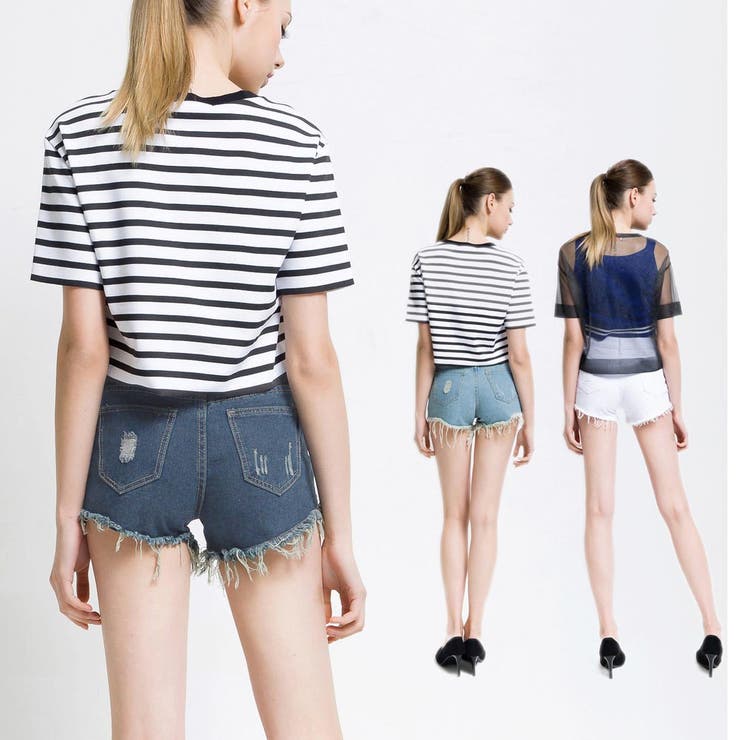 デニム ショートパンツレディースハイウエストダメージ ジーンズ | アクセサリーショップPIENA | 詳細画像5 