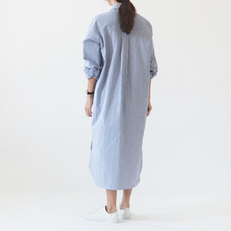 シャツワンピース レディース ロング ひざ丈 長袖 ストライプ ポリエステル 品番 Pena アクセサリーショップpiena アクセサリーショップピエナ のレディースファッション通販 Shoplist ショップリスト