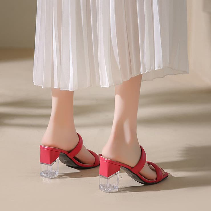 返品可　美品 レネカオビラ ドレスシューズ サンダル ミュール ハイヒール 赤 返品可 美品 レネカオビラ ドレスシューズ サンダル ミュール
