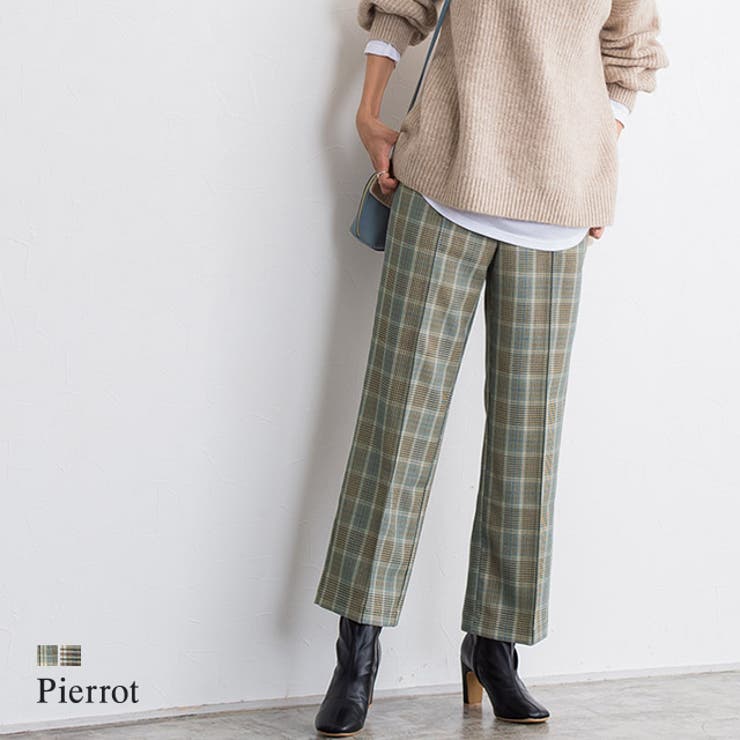 チェック柄ピンタックパンツ パンツ ピンタック チェック柄 チェック