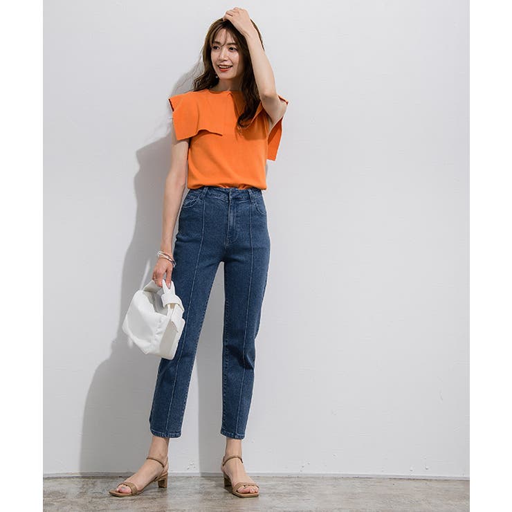 ピンタックストレートデニム デニムパンツ ジーンズ[品番