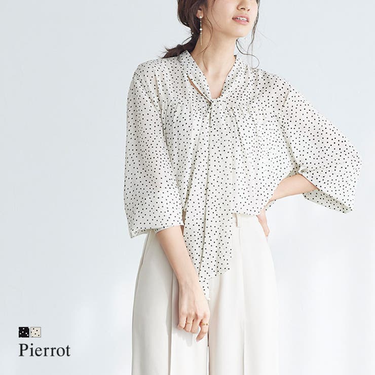 2wayドットシフォンブラウス ブラウス シャツ[品番：PRTW0002805