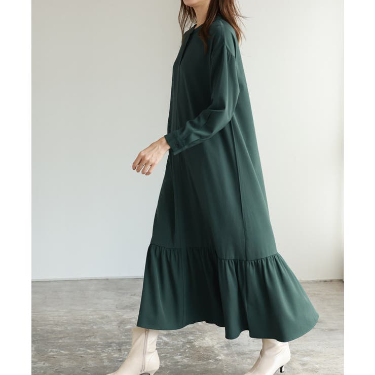 バンドカラー裾切り替えワンピース ワンピース ワンピ[品番