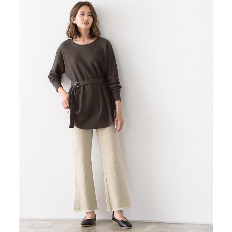 ツイルセミフレアパンツ ツイルパンツ フレアパンツ サイドスリット セミフレア | Pierrot | 詳細画像7 