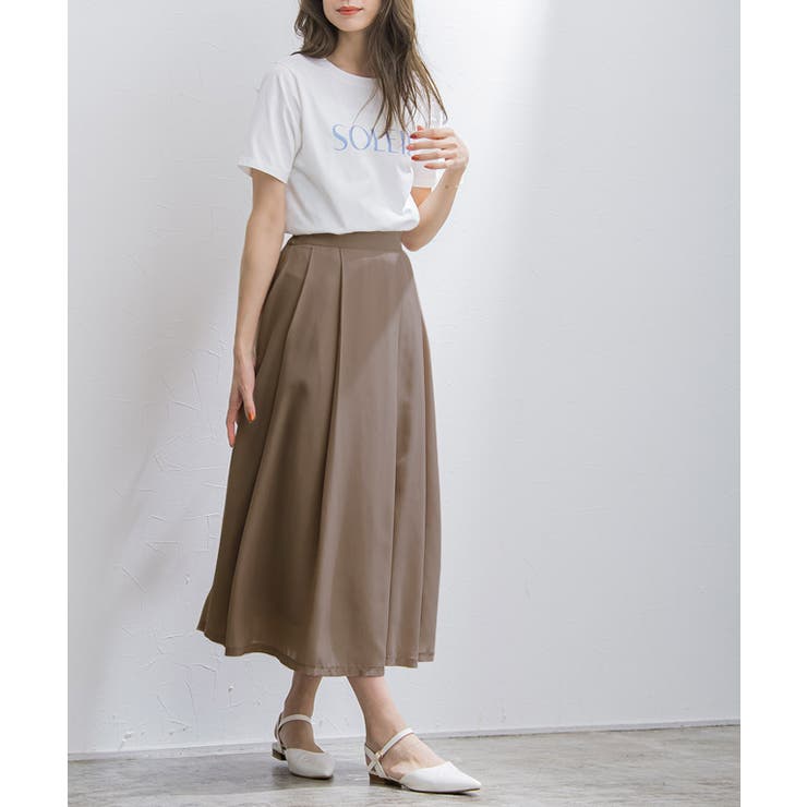 贅沢屋の 裏地付きシフォンフレアスカート スカート ロングスカート Lサイズ