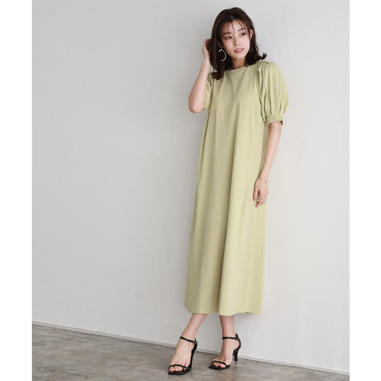 ライムイエロー | パフスリーブワンピース ワンピース ワンピ | Pierrot
