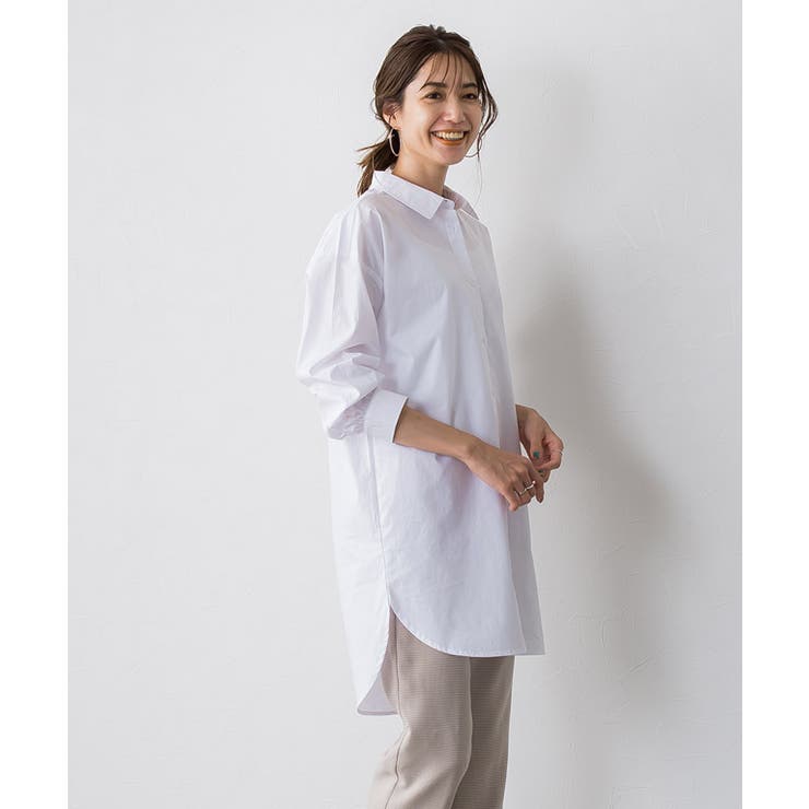 ニットベスト×ロングシャツセット ブラウス シャツ ベスト