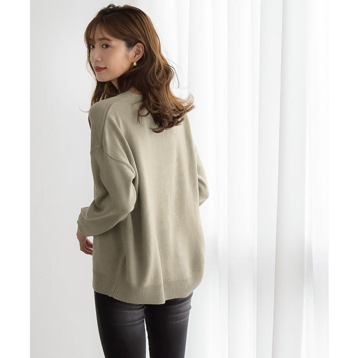 グレージュ | Vネックオーバーサイズニット ニット セーター Vネック オーバーサイズ | Pierrot