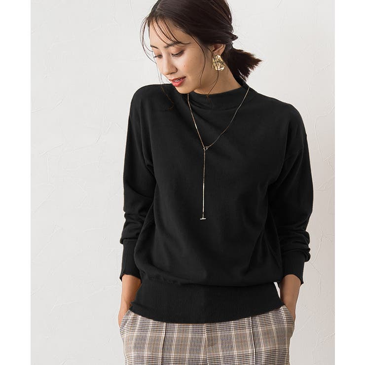 ドゥロワー　ロング丈ニット　黒　1 sk.0010AW25-black フィッシャーマンズガウンセーター The Black