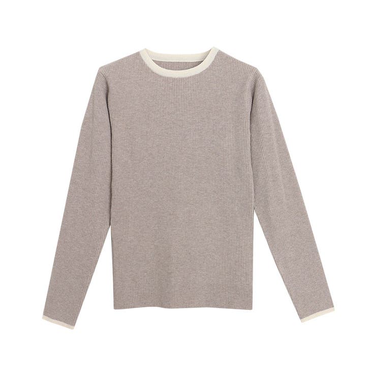 A/杢グレージュ×アイボリー | 選べる配色リブニット ニット セーター | Pierrot