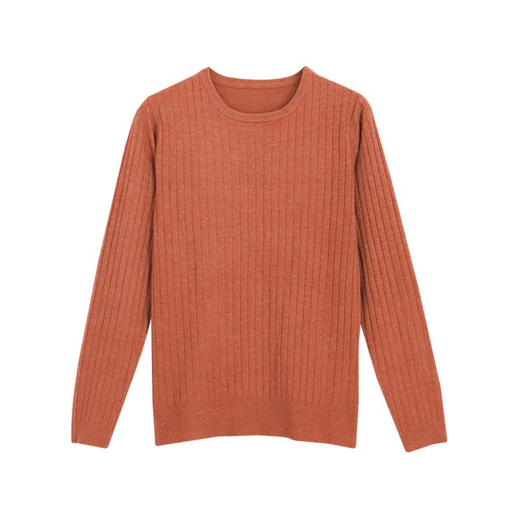 杢オレンジ | クルーネックリブニット ニット セーター | Pierrot