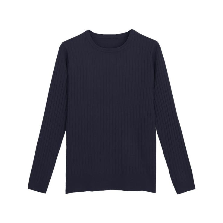 ネイビー | クルーネックリブニット ニット セーター | Pierrot