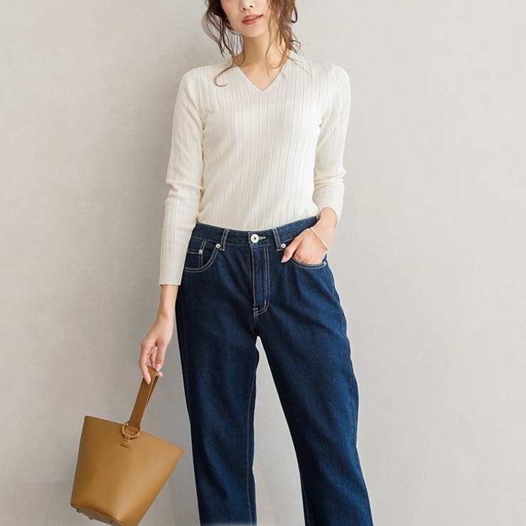 オフホワイト | 2typeから選べるシルクタッチ長袖リブニット リブニット UV | Pierrot