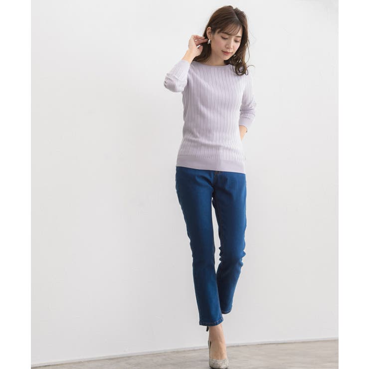 アイスラベンダーグレー | 2typeから選べるシルクタッチ長袖リブニット リブニット UV | Pierrot