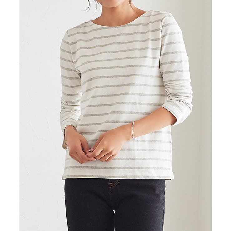 ノーマル/オフホワイト×杢グレー | 綿100％ 選べる3type 地厚長袖ボーダーカットソー トップス0双 カット | Pierrot