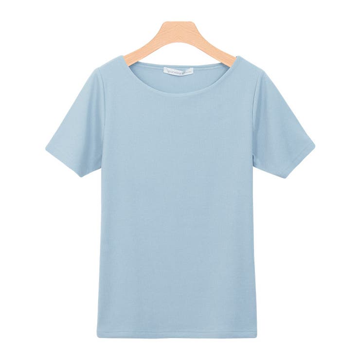 ライトブルー | ネックが選べる 半袖テレコリブ カットソー カットソー トップス 半袖 | Pierrot