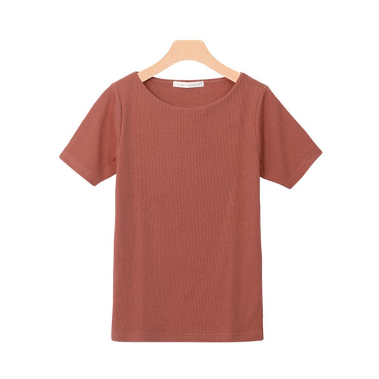 オレンジオークル | ネックが選べる 半袖テレコリブ カットソー カットソー トップス 半袖 | Pierrot