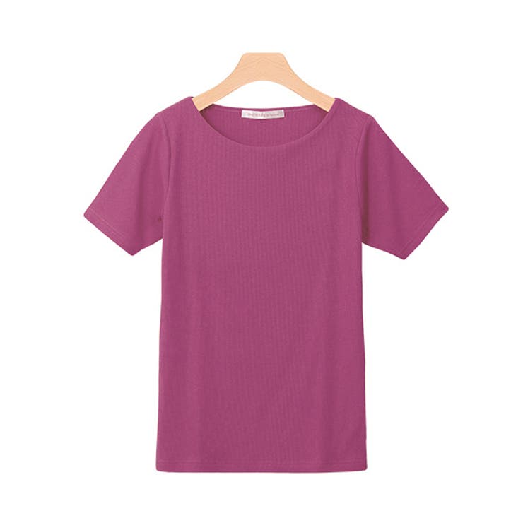 オーキッドパープル | ネックが選べる 半袖テレコリブ カットソー カットソー トップス 半袖 | Pierrot