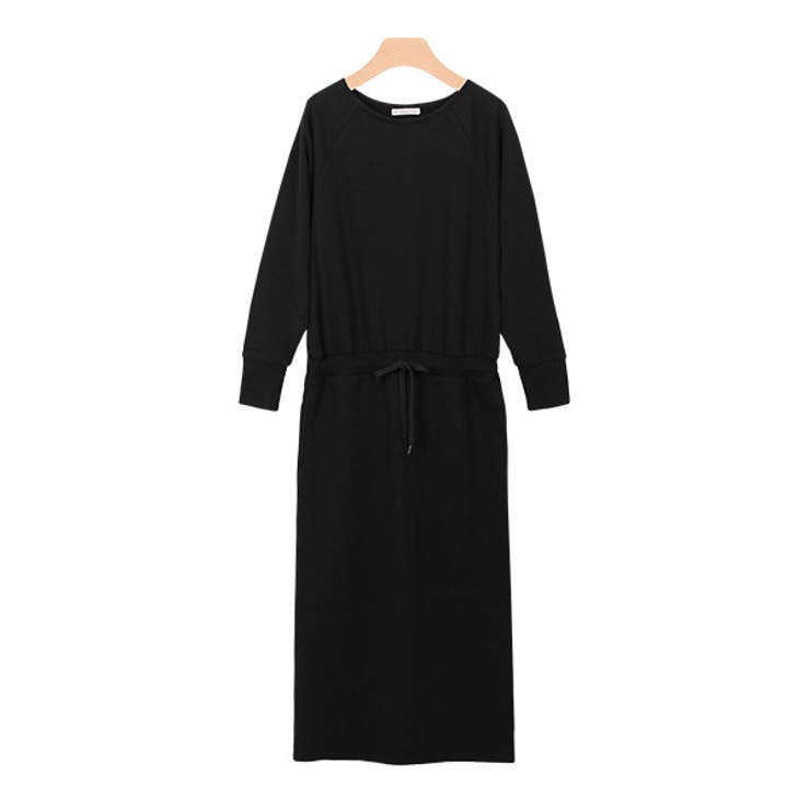 【新品未使用】 Olu. フリル付きブラックスウェットワンピース エムズエキサイト ems excite デカ襟チュニックワンピース （ブラック