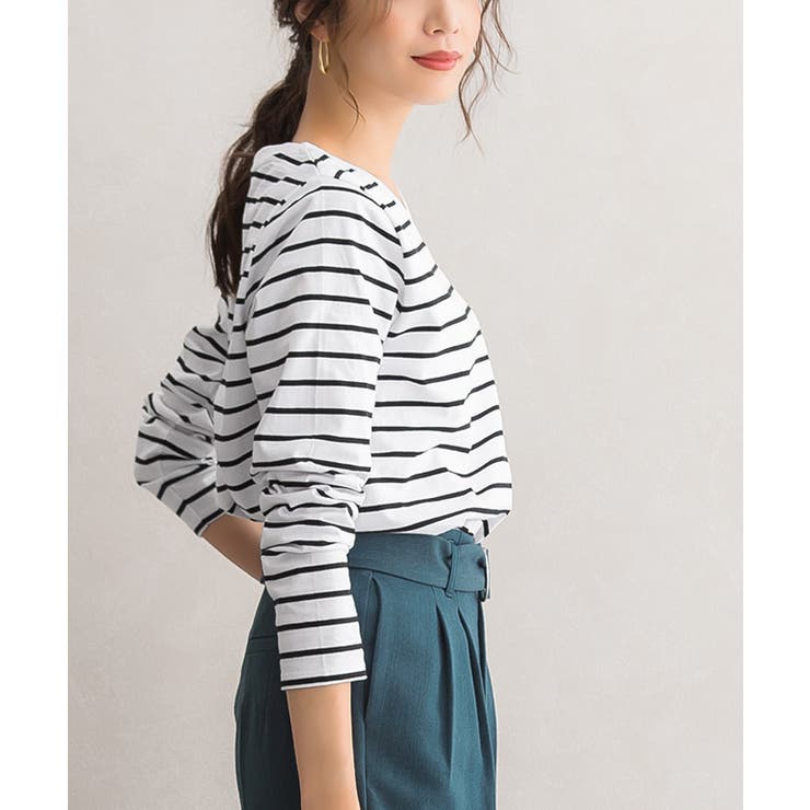 オフホワイト×ブラック | 選べる綿100%ロンT ロンT ロングTシャツ 長袖Tシャツ 長袖カットソー | Pierrot