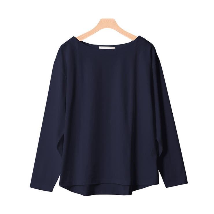 ネイビー | 綿100％ボートネックカットソー ボートネック ボートネックTシャツ カットソ | Pierrot