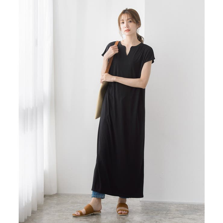 ベルト付きキーネックロングワンピース ワンピ ワンピース ウエストベルト 品番 Prtw Pierrot ピエロ のレディースファッション通販 Shoplist ショップリスト