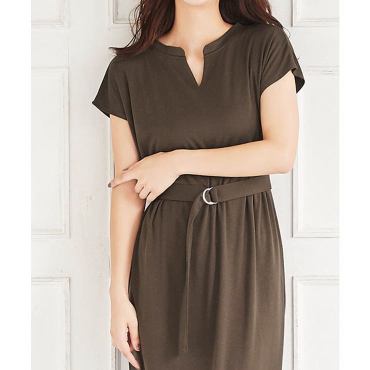 ベルト付きキーネックロングワンピース ワンピ ワンピース ウエストベルト 品番 Prtw Pierrot ピエロ のレディースファッション通販 Shoplist ショップリスト