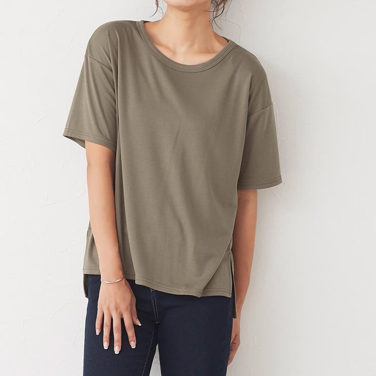 モカ | クルーネックTシャツ トップス Tシャツ カットソー 半袖 5分袖 | Pierrot