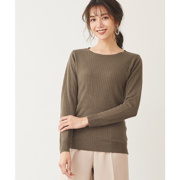 モカ | カシミヤタッチボートネックリブニット カシミア カシミヤ ニット リブニット | Pierrot