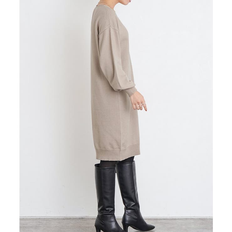 もっちりカシミヤVネックニットワンピース カシミア カシミヤ[品番