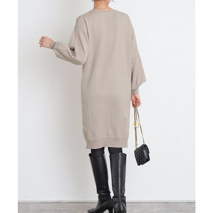 もっちりカシミヤタッチ Vネックニットワンピース ☆ カシミア