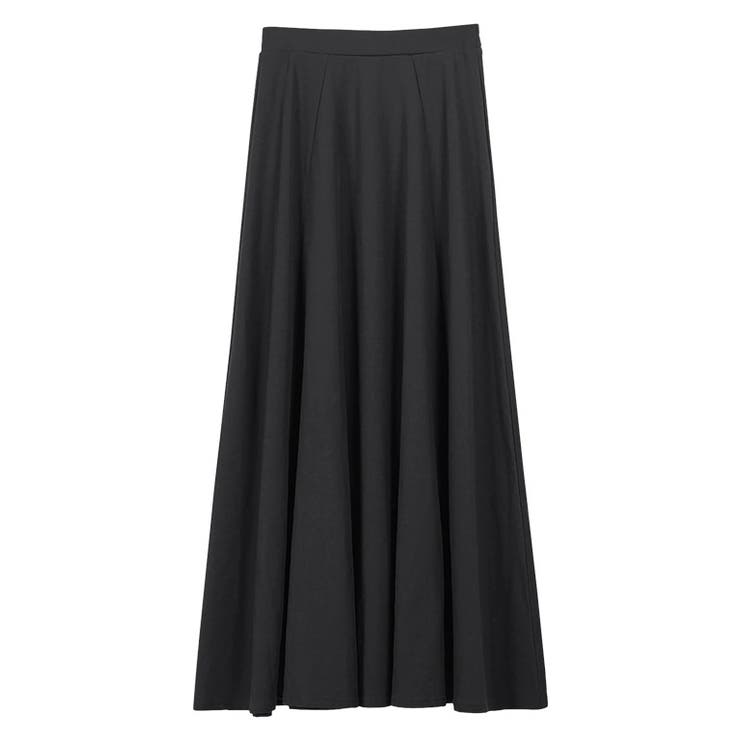 ブラック | リブカットソーフレアスカート スカート フレア カットソー ロング リブ | Pierrot