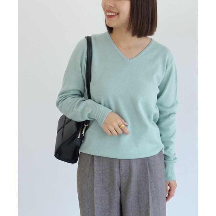 ブルーミント | ネックが選べるプレミアムカシミヤタッチニット カシミア カシミヤ | Pierrot