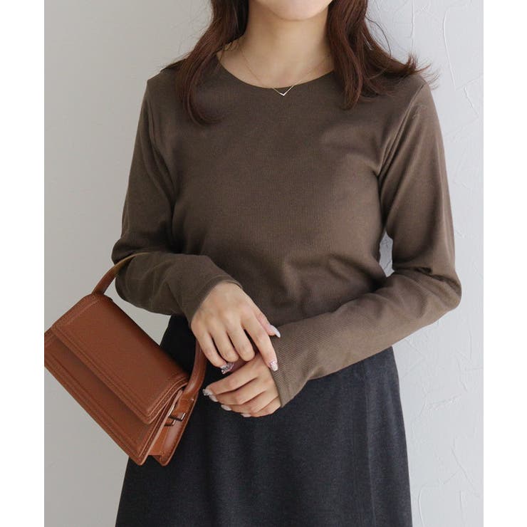 ブラウン | ネックが選べるテレコリブカットソー トップス カットソー | Pierrot