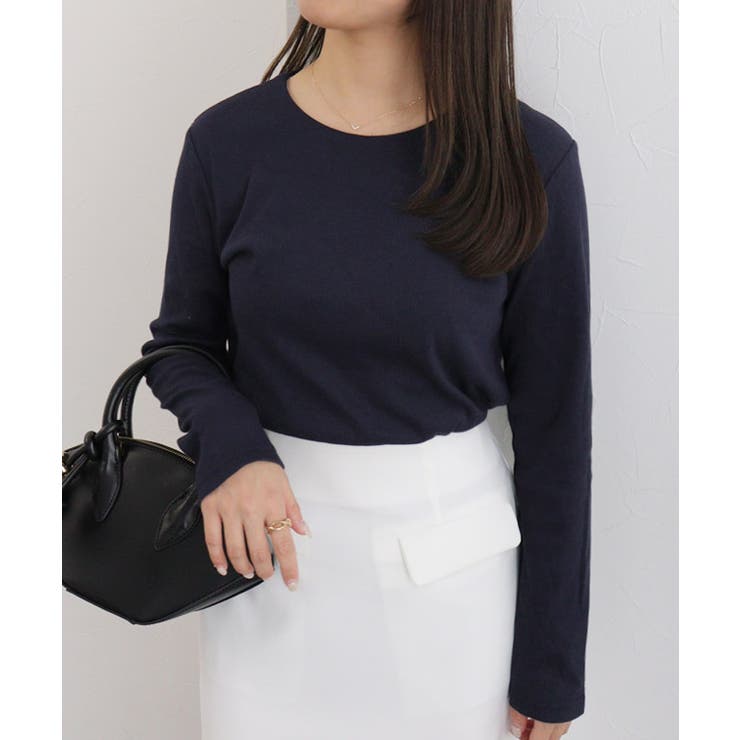 ネイビー | ネックが選べるテレコリブカットソー トップス カットソー | Pierrot