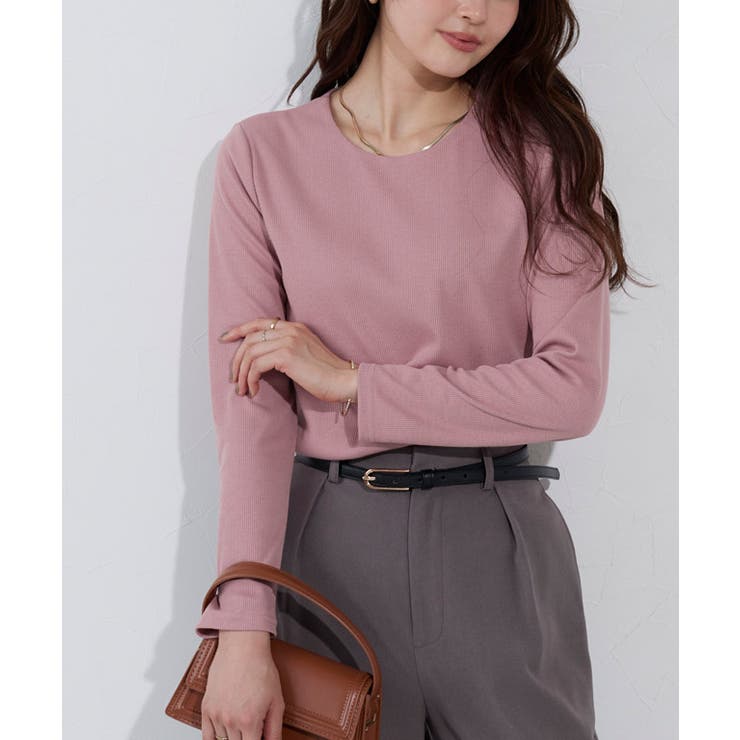 ダスティーピンク | ネックが選べるテレコリブカットソー トップス カットソー | Pierrot