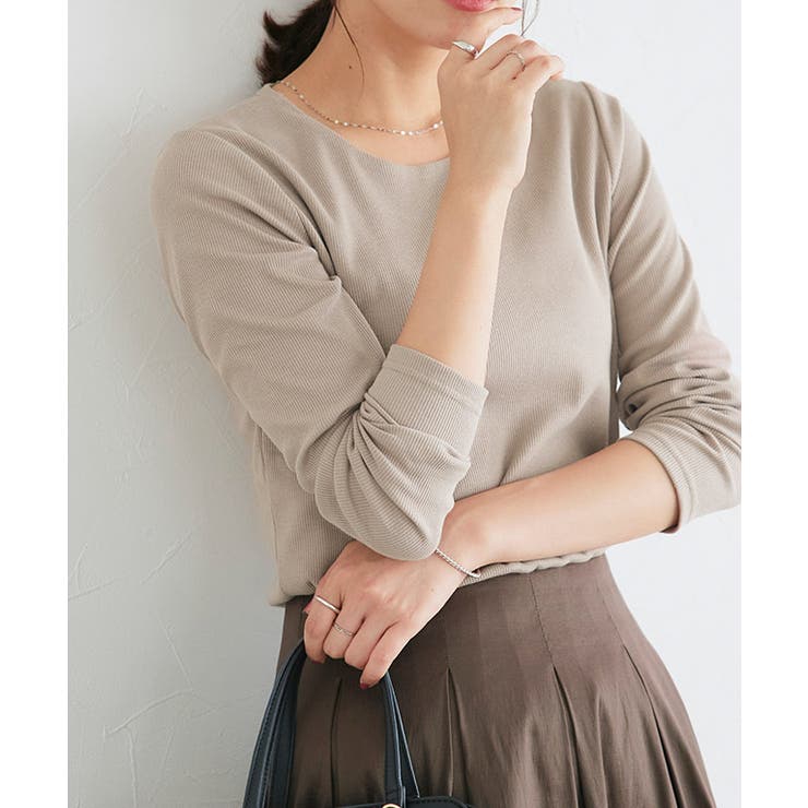 ライトベージュ | ネックが選べるテレコリブカットソー トップス カットソー | Pierrot