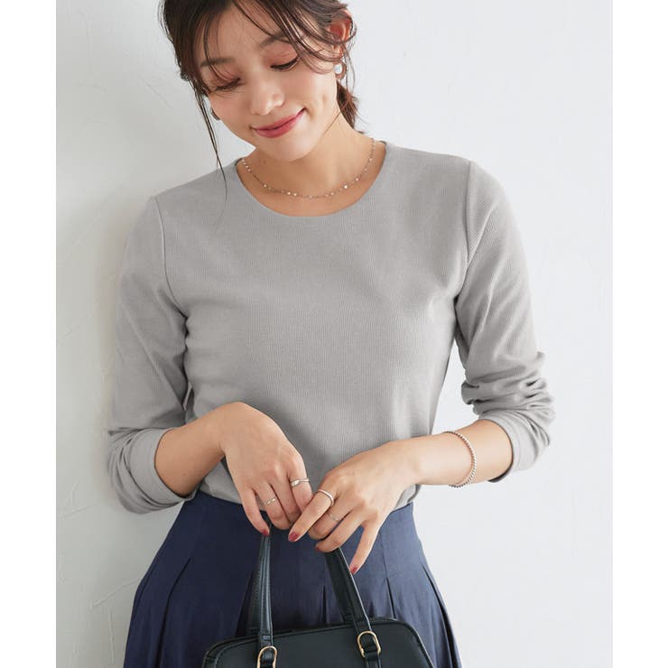 ライトグレー | ネックが選べるテレコリブカットソー トップス カットソー | Pierrot