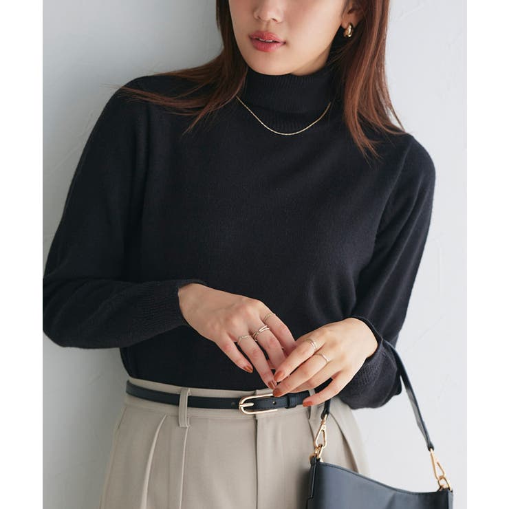 プレミアムカシミヤタッチタートルニット ニット セーター[品番