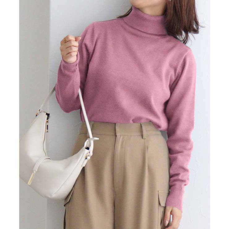 ピンク | プレミアムカシミヤタッチタートルニット ニット セーター | Pierrot