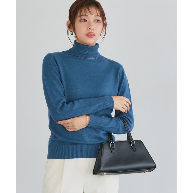 プレミアムカシミヤタッチタートルニット ニット セーター[品番