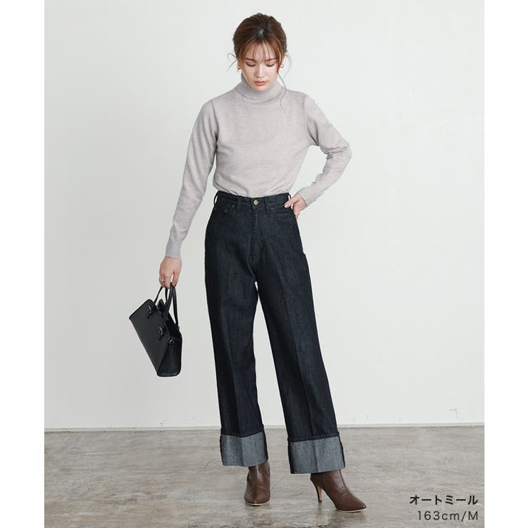 プレミアムカシミヤタッチタートルニット ニット セーター[品番