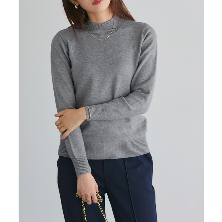 杢チャコール | プレミアムカシミヤタッチハイネックニット ニット セーター | Pierrot