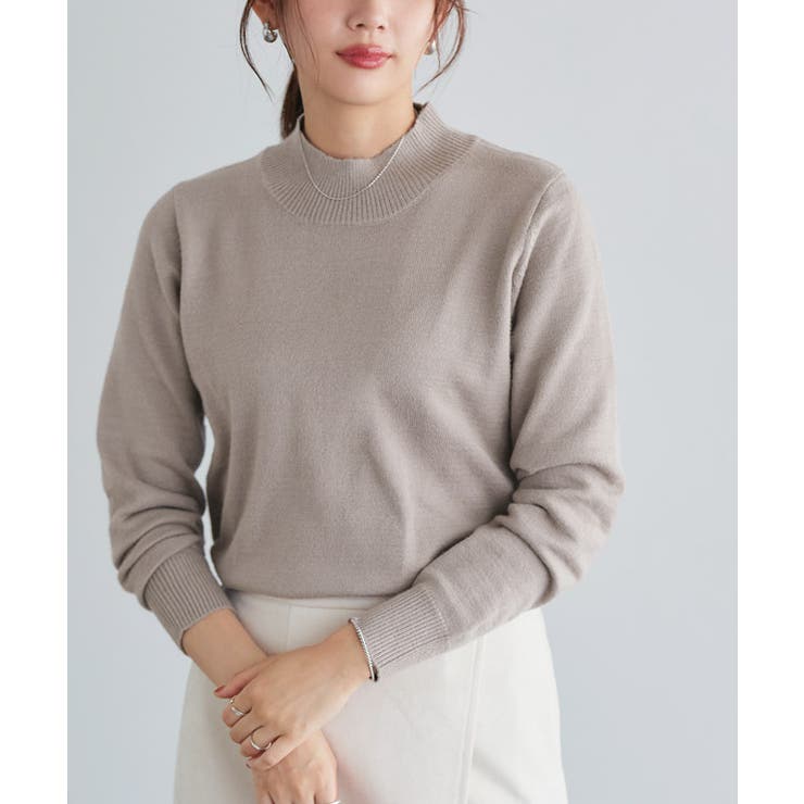グレージュ | プレミアムカシミヤタッチハイネックニット ニット セーター | Pierrot