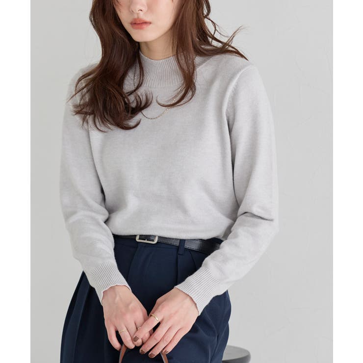 ライトグレー | プレミアムカシミヤタッチハイネックニット ニット セーター | Pierrot