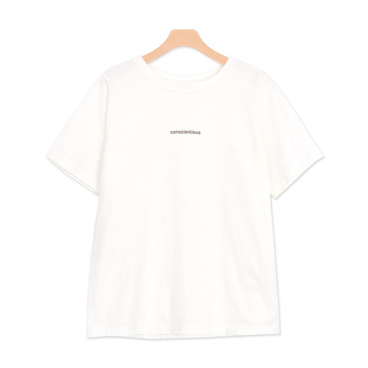 オフホワイト×モカ | conscientiousシルケットロゴT トップス Tシャツ | Pierrot