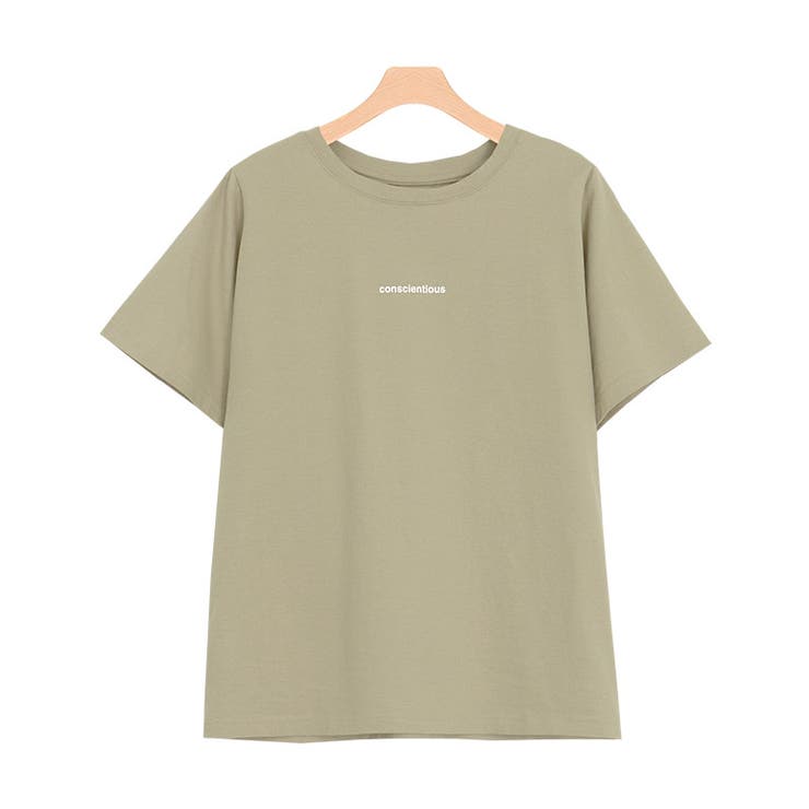 ライトベージュ×オフホワイト | conscientiousシルケットロゴT トップス Tシャツ | Pierrot