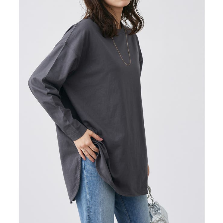チャコール | コットンロングスリーブTシャツ ロンT 長袖 | Pierrot