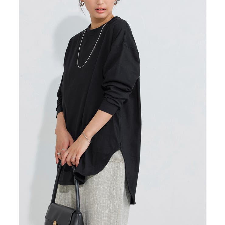 ブラック | コットンロングスリーブTシャツ ロンT 長袖 | Pierrot