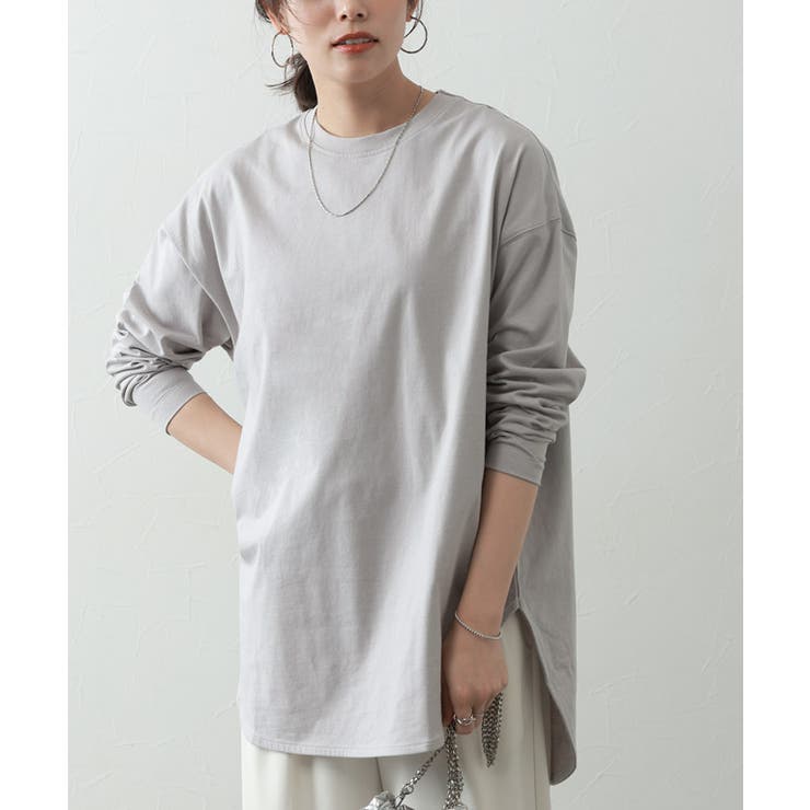 ライトグレー | コットンロングスリーブTシャツ ロンT 長袖 | Pierrot